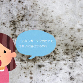 これぞプロの技！カーテン・ソファカバーの黒カビもデアならここまで落ちます