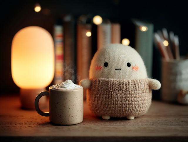 デスクでぬい活のイメージ